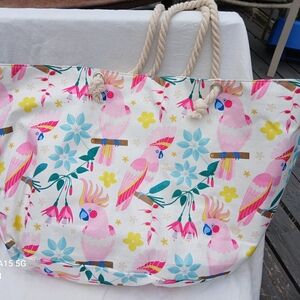 Colorful Parrot Print Tote Bag